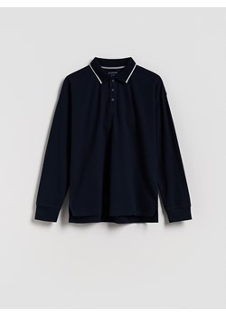 Reserved - Bawełniany longsleeve polo - granatowy ze sklepu Reserved w kategorii T-shirty chłopięce - zdjęcie 184535494