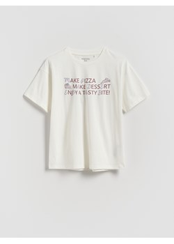 Reserved - T-shirt z nadrukiem - złamana biel ze sklepu Reserved w kategorii Bluzki dziewczęce - zdjęcie 184535591