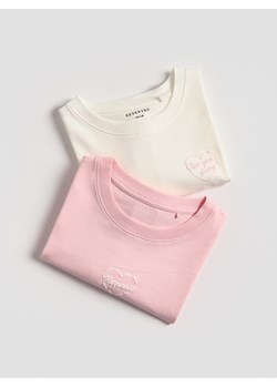 Reserved - T-shirt z nadrukiem 2 pack - wielobarwny ze sklepu Reserved w kategorii Bluzki dziewczęce - zdjęcie 184535611