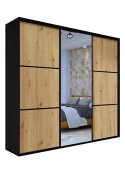 Szafa przesuwna czarna + dąb artisan + czarne szprosy M5-F59 ze sklepu Edinos.pl w kategorii Szafy - zdjęcie 184538143