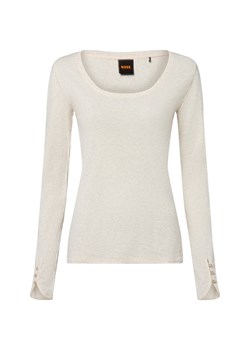 BOSS Orange Damska koszulka z długim rękawem - Edeline Kobiety Bawełna piaskowy marmurkowy ze sklepu vangraaf w kategorii Bluzki damskie - zdjęcie 184539061