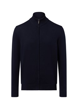 Nils Sundström Męski kardigan Mężczyźni drobna dzianina granatowy jednolity ze sklepu vangraaf w kategorii Swetry męskie - zdjęcie 184539081