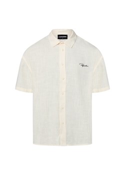 PEGADOR Męska koszula casual z zawartością lnu - Salwa Mężczyźni Comfort Fit wiskoza écru jednolity ze sklepu vangraaf w kategorii Koszule męskie - zdjęcie 184539084