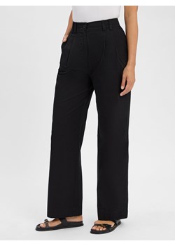Marc O'Polo Damskie spodnie plisowane Kobiety Bawełna czarny jednolity ze sklepu vangraaf w kategorii Spodnie damskie - zdjęcie 184539104