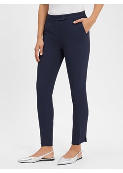 BOSS Damskie spodnie materiałowe - Tapria Kobiety wiskoza granatowy jednolity ze sklepu vangraaf w kategorii Spodnie damskie - zdjęcie 184539112