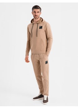 Komplet dresowy męski bluza z kapturem + spodnie dresowe - brązowy V3 Z107 ze sklepu ombre w kategorii Dresy męskie - zdjęcie 184539624