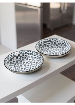 Sinsay - Wzorzyste talerze 2 pack - granatowy ze sklepu Sinsay w kategorii Talerze - zdjęcie 184541311