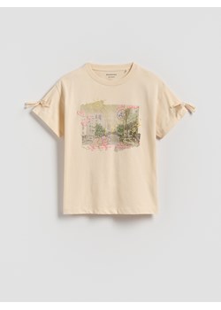 Reserved - T-shirt z nadrukiem - beżowy ze sklepu Reserved w kategorii Bluzki dziewczęce - zdjęcie 184542070