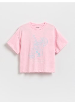Reserved - T-shirt z nadrukiem - pastelowy róż ze sklepu Reserved w kategorii Bluzki dziewczęce - zdjęcie 184542211