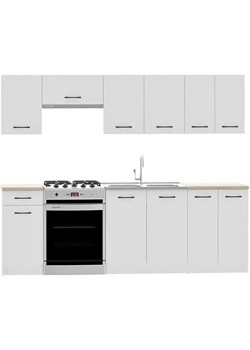 Biały komplet mebli kuchennych 240 cm T7-G68 ze sklepu Edinos.pl w kategorii Meble kuchenne - zdjęcie 184544534