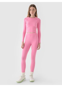 Damskie legginsy basic 4F 4FRAW24TTIGF250 - różowe ze sklepu Sportstylestory.com w kategorii Spodnie damskie - zdjęcie 184547684