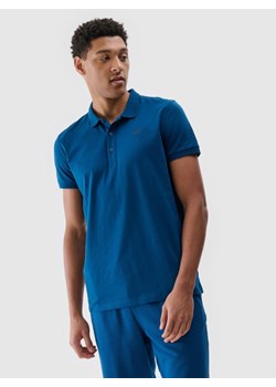 Męska koszulka polo 4F 4FWMM00TPTSM367 - turkusowa ze sklepu Sportstylestory.com w kategorii T-shirty męskie - zdjęcie 184547811