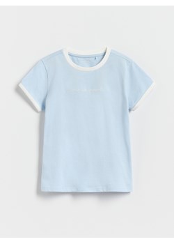 Reserved - Bawełniany T-shirt z haftem - jasnoniebieski ze sklepu Reserved w kategorii Bluzki dziewczęce - zdjęcie 184548061