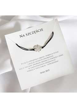 Prezent na Sesje bransoletka z dedykacją na szczęście srebrna koniczynka ze sklepu otien.com w kategorii Bransoletki - zdjęcie 184550490