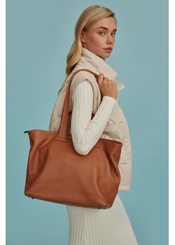 Estro: Brązowa duża torebka damska ze skóry naturalnej ze sklepu Estro w kategorii Torby Shopper bag - zdjęcie 184550844