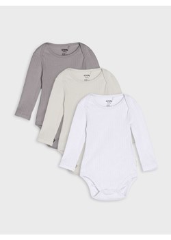 Sinsay - Body z prążkowanej dzianiny 3 pack - biały ze sklepu Sinsay w kategorii Odzież dla niemowląt - zdjęcie 184551114