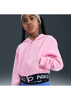 Bluza z kapturem i zamkiem na całej długości dla dużych dzieci (dziewcząt) Dri-FIT Nike Pro Fleece - Różowy ze sklepu Nike poland w kategorii Bluzy damskie - zdjęcie 184551163