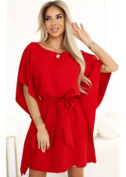 Sukienka nietoperz czerwona 287-35 Sofia, Kolor czerwony, Rozmiar 2XL/3XL, Numoco ze sklepu Primodo w kategorii Sukienki - zdjęcie 184552132