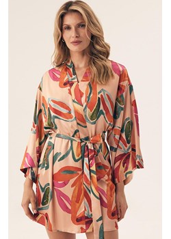 Esotiq satynowy szlafrok damski Rascal 43260-32X, Kolor pomarańczowy-wzór, Rozmiar L/XL, Esotiq ze sklepu Intymna w kategorii Szlafroki damskie - zdjęcie 184552994