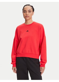 adidas Bluza Essentials Small Logo Feelcozy JI6061 Czerwony Loose Fit ze sklepu MODIVO w kategorii Bluzy damskie - zdjęcie 184553522