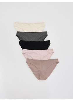 Reserved - Bawełniane majtki typu bikini 5 pack - czarny ze sklepu Reserved w kategorii Majtki damskie - zdjęcie 184556123