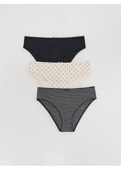 Reserved - Bawełniane majtki typu bikini 3 pack - czarny ze sklepu Reserved w kategorii Majtki damskie - zdjęcie 184556124