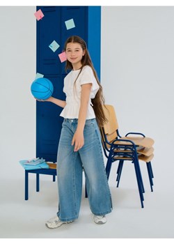 Sinsay - Jeansy wide leg z cyrkoniami - niebieski ze sklepu Sinsay w kategorii Spodnie dziewczęce - zdjęcie 184557131