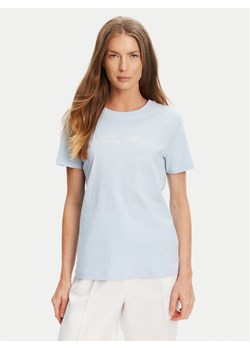 Tommy Hilfiger T-Shirt Script WW0WW45746 Błękitny Regular Fit ze sklepu MODIVO w kategorii Bluzki damskie - zdjęcie 184562183