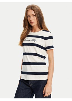 Tommy Hilfiger T-Shirt Script WW0WW45746 Écru Regular Fit ze sklepu MODIVO w kategorii Bluzki damskie - zdjęcie 184562250