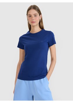 Damski t-shirt basic 4F 4FWMM00TTSHF2255 - granatowy ze sklepu Sportstylestory.com w kategorii Bluzki damskie - zdjęcie 184564032