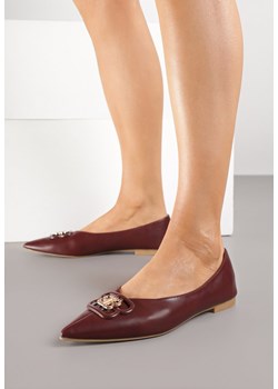 Bordowe Balerinki z Noskiem w Szpic i Elegancką Aplikacją Naliema ze sklepu born2be.pl w kategorii Balerinki - zdjęcie 184564410
