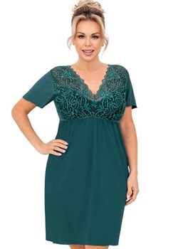 Damska koszula nocna zielona plus size Melania, Kolor zielony, Rozmiar 3XL, Donna ze sklepu Intymna w kategorii Koszule nocne - zdjęcie 184569904