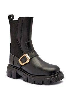 Love Moschino Skórzane botki na platformie ze sklepu Gomez Fashion Store w kategorii Botki - zdjęcie 184573214