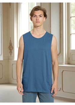 Sinsay - Bawełniany tank top basic - niebieski ze sklepu Sinsay w kategorii T-shirty męskie - zdjęcie 184574860