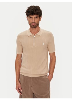 U.S. Polo Assn. Polo MUP3369 Beżowy Slim Fit ze sklepu MODIVO w kategorii T-shirty męskie - zdjęcie 184580103