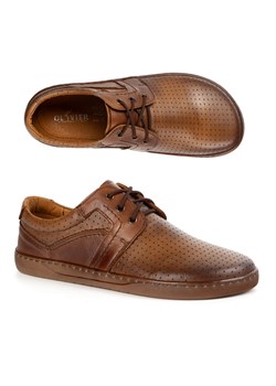 BAREFOOT Męskie buty skórzane sznurowane minimalistyczne 115KZ perforowane brązowe ze sklepu butyolivier w kategorii Półbuty męskie - zdjęcie 184584582