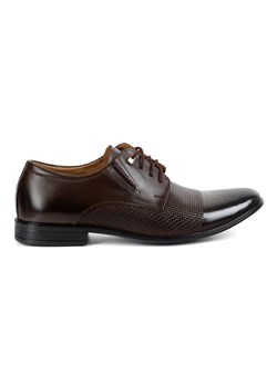 Buty męskie eleganckie skórzane 302T3 ciemny brąz ze sklepu butyolivier w kategorii Buty eleganckie męskie - zdjęcie 184584614
