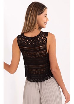 Czarny ażurowy top damski w stylu boho AT-BZ-2051C.33, Kolor czarny, Rozmiar S/M, FactoryPrice ze sklepu Primodo w kategorii Bluzki damskie - zdjęcie 184585504