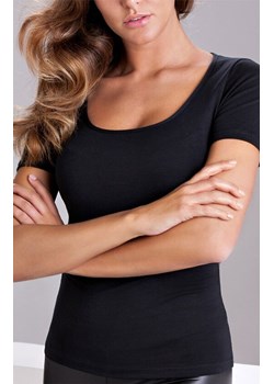 Czarny t-shirt damski GD010, Kolor czarny, Rozmiar S, Cotonella ze sklepu Intymna w kategorii Bluzki damskie - zdjęcie 184586560