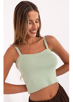 Pistacjowy dzianinowy top na ramiączkach 178-TP-3008.93, Kolor pistacjowy, Rozmiar S/M, Rue Paris - id: 210979 - marki Intymna - 184586574 Pistacjowy dzianinowy top na ramiączkach 178-TP-3008.93, Kolor pistacjowy, Rozmiar S/M, Rue Paris ze sklepu Intymna w kategorii Bluzki damskie - zdjęcie 184586574