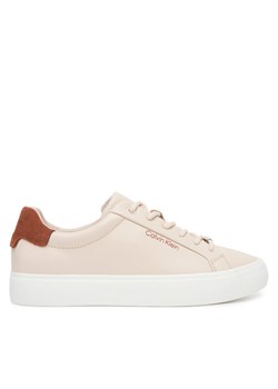 Calvin Klein Sneakersy Vulc Lace Up Lth W/Sue Bt HW0HW02571 Beżowy ze sklepu MODIVO w kategorii Buty sportowe damskie - zdjęcie 184588490