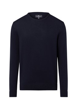 Nils Sundström Męski sweter Mężczyźni Bawełna granatowy jednolity ze sklepu vangraaf w kategorii Swetry męskie - zdjęcie 184589842