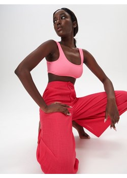 Sinsay - Crop top w prążki - różowy ze sklepu Sinsay w kategorii Bluzki damskie - zdjęcie 184590491