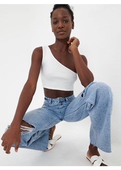Sinsay - Crop top w prążki - kremowy ze sklepu Sinsay w kategorii Bluzki damskie - zdjęcie 184590494