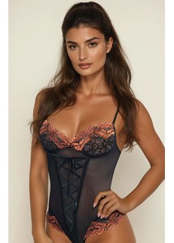 Body damskie z otwartym krokiem Modesta, Kolor czarny, Rozmiar S, Irall ze sklepu Intymna w kategorii Body damskie - zdjęcie 184595521