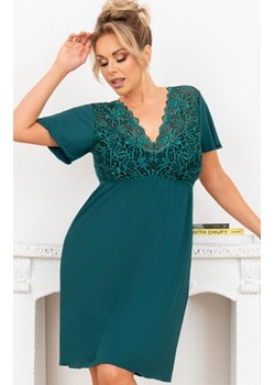 Damska koszula nocna zielona plus size Melania, Kolor zielony, Rozmiar 3XL, Donna ze sklepu Intymna w kategorii Koszule nocne - zdjęcie 184595551