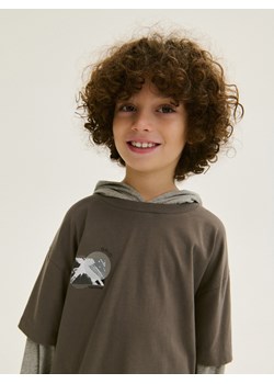 Reserved - Longsleeve oversize z kapturem - ciemnoszary ze sklepu Reserved w kategorii Bluzy chłopięce - zdjęcie 184598204