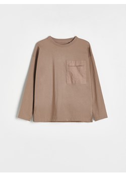 Reserved - Longsleeve oversize z kieszenią - brązowy ze sklepu Reserved w kategorii T-shirty chłopięce - zdjęcie 184598361