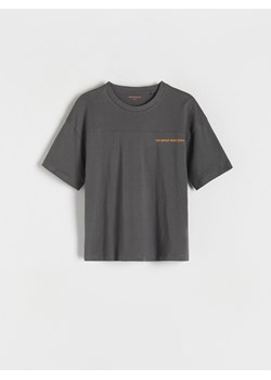 Reserved - Bawełniany t-shirt oversize - ciemnoszary ze sklepu Reserved w kategorii T-shirty chłopięce - zdjęcie 184598942