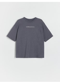 Reserved - Bawełniany t-shirt oversize - ciemnoszary ze sklepu Reserved w kategorii T-shirty chłopięce - zdjęcie 184599143